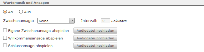 Beispiel für die Standardeinstellungen der iQueue 4