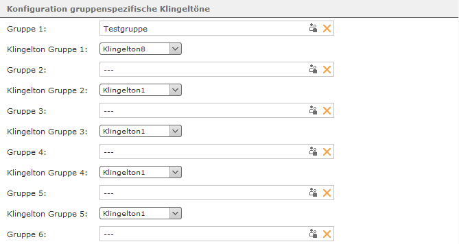 Beispiel für Konfiguration gruppenspezifische Klingeltöne Beispiel für Konfiguration gruppenspezifische Klingeltöne