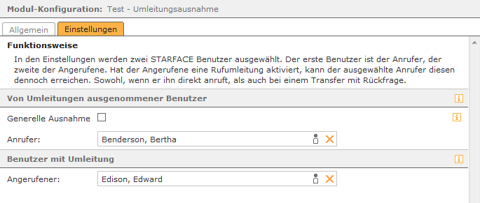 Beispiel für eine konfigurierte Umleitungsausnahme Beispiel für eine konfigurierte Umleitungsausnahme