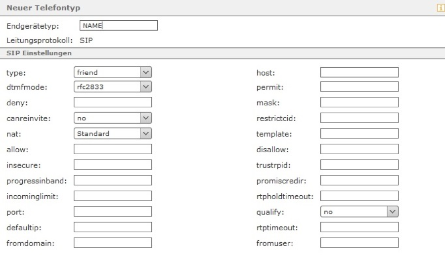 Konfiguration eines neuen Gerätetyps