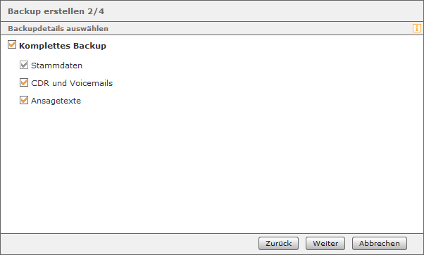 2. Schritt der Backup-Konfuration 2. Schritt der Backup-Konfuration