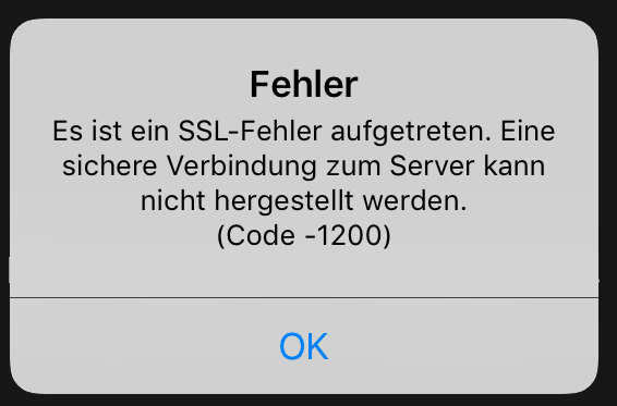 Beispiel für einen SSL Fehler