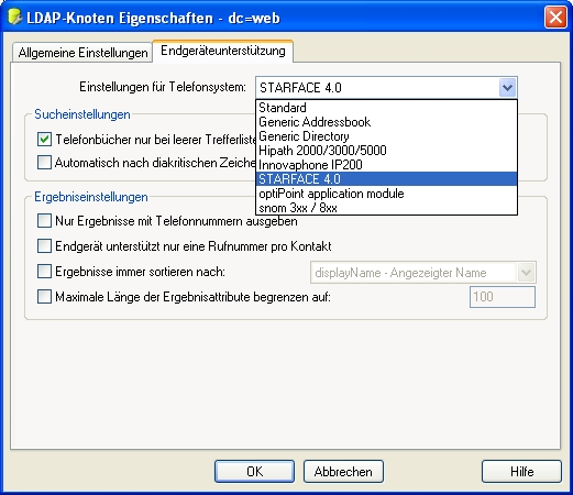 Auswahl der STARFACE